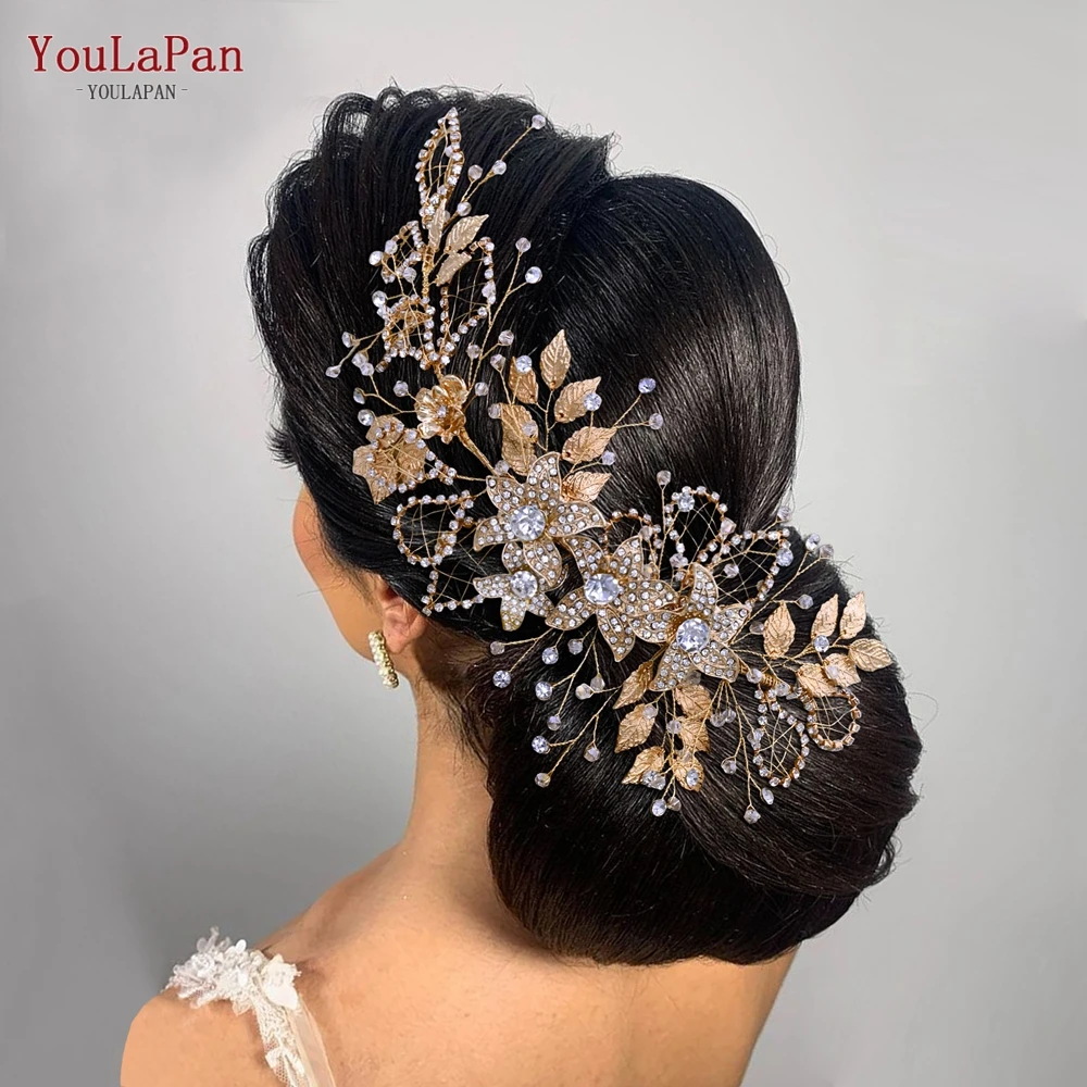 YouLaPan HP282 Indian Bridal Headgear Rhinestone Wedding Headband Handmade Women Head Piece Wedding Hair Accessories Headwear