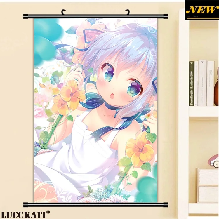 40X60 см, Gochiusa Gochuumon wa Usagi Desu ka Rabbit, сексуальная лоли, мультфильм, аниме картинка, настенная прокрутка, холст, живопись, плакат