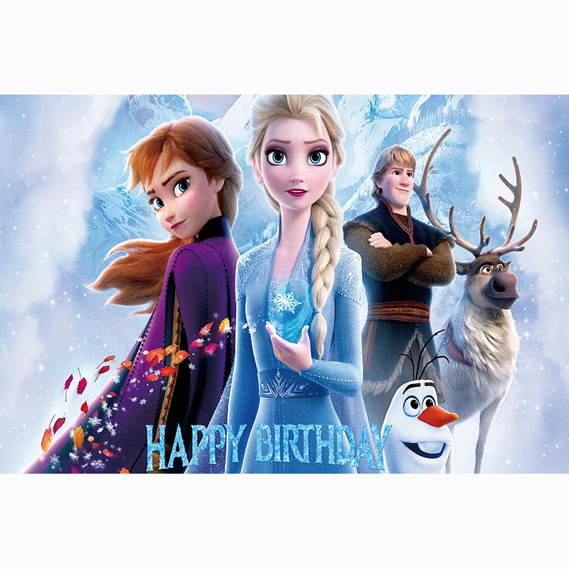 Disney Frozen Anna Elsa Princess Party Backdrops For Photo Customize Happy Birthday Kids Party Decorations Baby Shower 