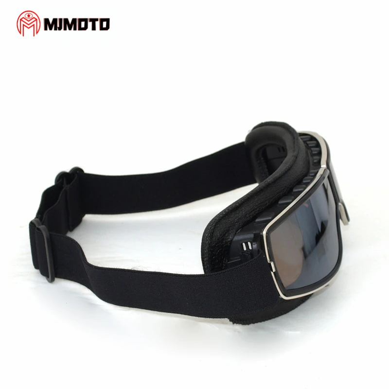 MJMOTO винтажные кожаные очки для мотокросса, очки для мотокросса, очки для мотоциклетного шлема, Круизер, скутер, очки для езды на велосипеде