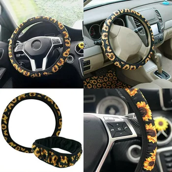 

Universal Car seat cover Auto Steering Wheel Sunflower Non-slip Polyester