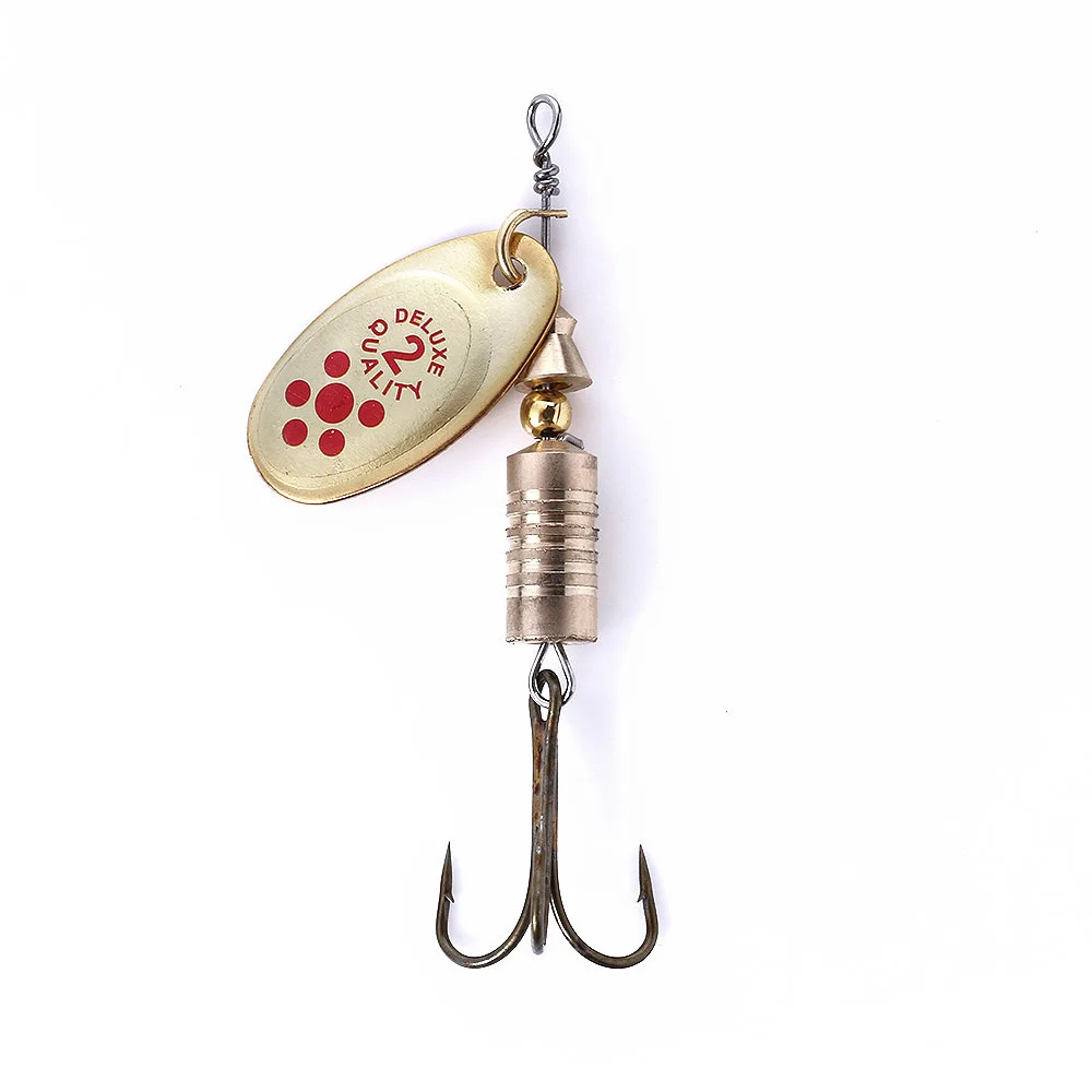 1PCS Metal Plating Spinner Bait 6.7cm/7g Hard Spoon Bass Lures Metal Fishing Lure With Feather Treble Hooks For Pike Fishing