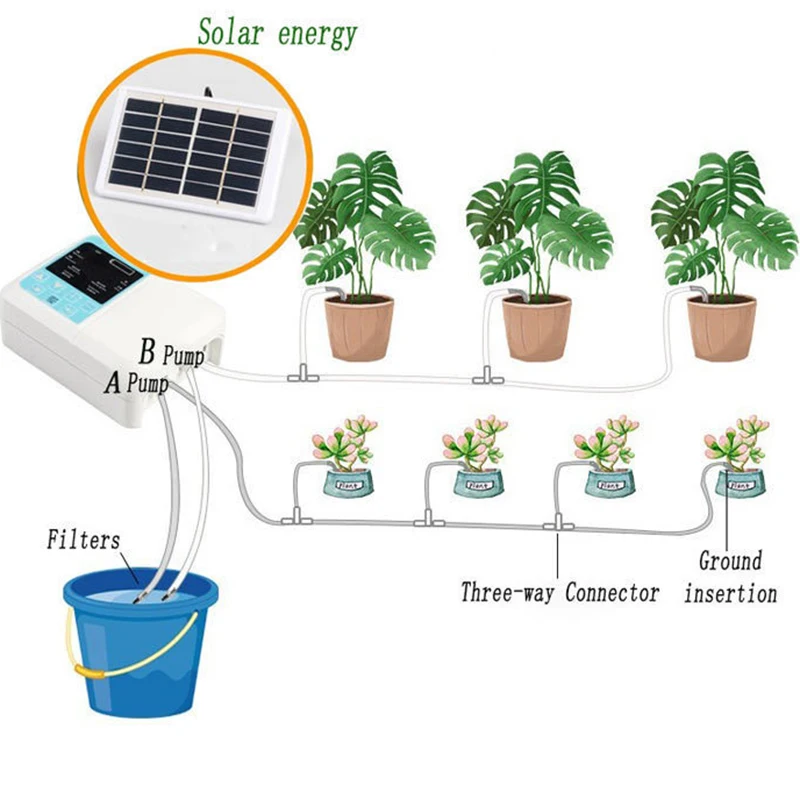 Новейшее интеллектуальное садовое автоматическое устройство орошения солнечной энергии зарядки горшечных растений капельный насос оросительной воды таймер системы