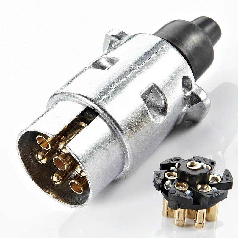 

12V 7 Pin Plug Round Male Metal Caravan Trailer Truck Aluminum Alloy Truck Towing Electric Plug Connector Lighting board Plug