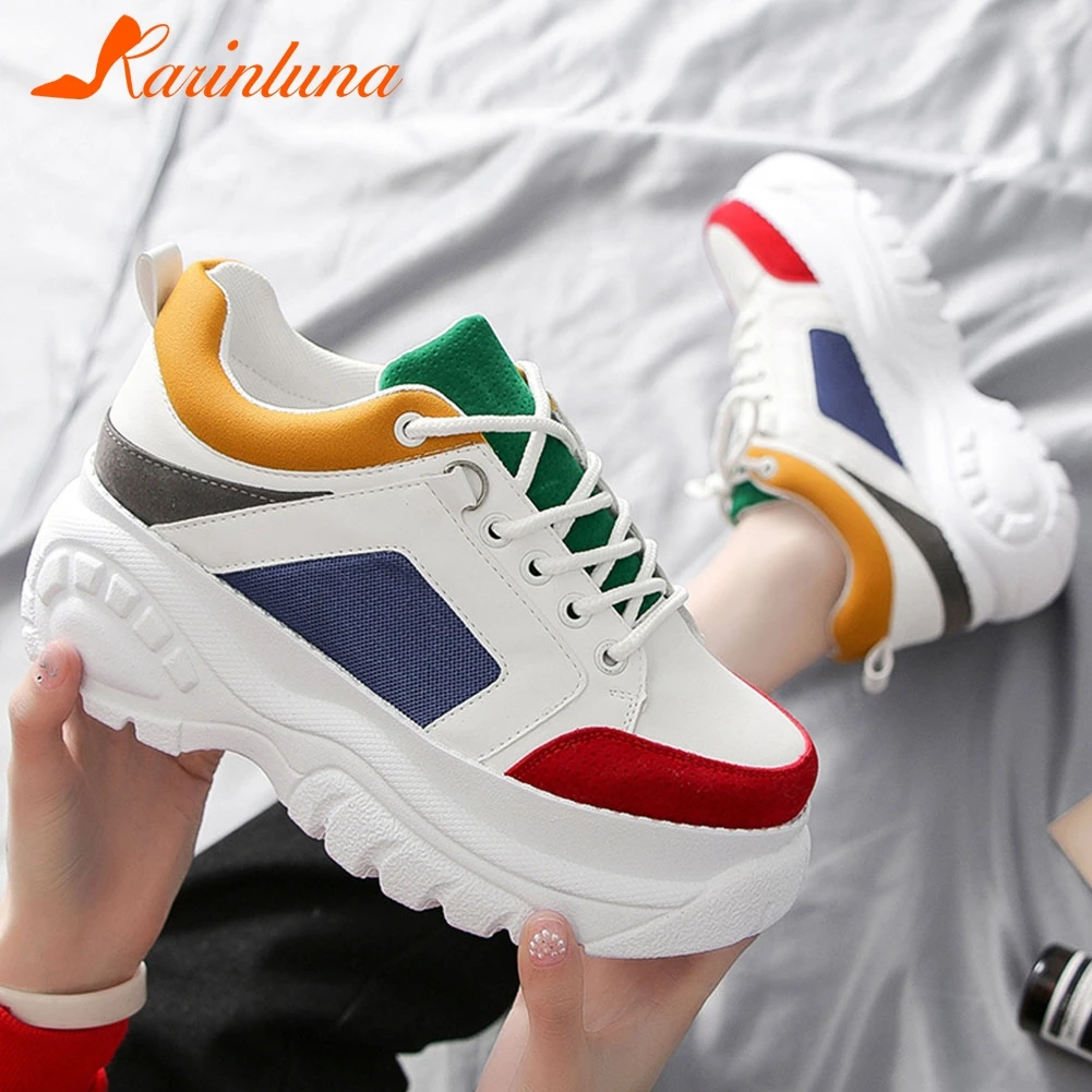

KARINLUNA Spring Girl Casual Comfort Wedges Sneakers Elegant High Platform Sneakers Women Fashion mixed-color Shoes Woman