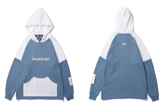 Light blue Harajuku Мужская хип-хоп двухцветная строчка для мужчин и женщин толстовка с капюшоном Уличная Повседневная Толстовка с капюшоном мужской пуловер толстовка хлопок - Цвет: Light blue