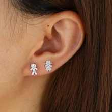 925 Стерлинговое Серебро минимальное тонкое модное ювелирное изделие дружбы микро проложили cz милые украшения милые серьги 925 для мальчиков и девочек