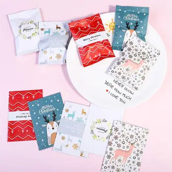 

500pcs Christmas Themed Cookies Wrappers Adorable Biscuits Bags Packing Bags