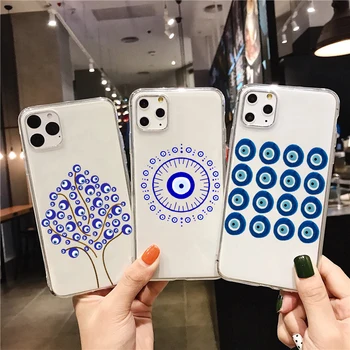 

Transparent Phone Case For iphone 7 XR Evil Eye Illustrations Phone Case For IPhone 11 Pro MAX XS X 5s 6 7 8 Plus Soft TPU shell