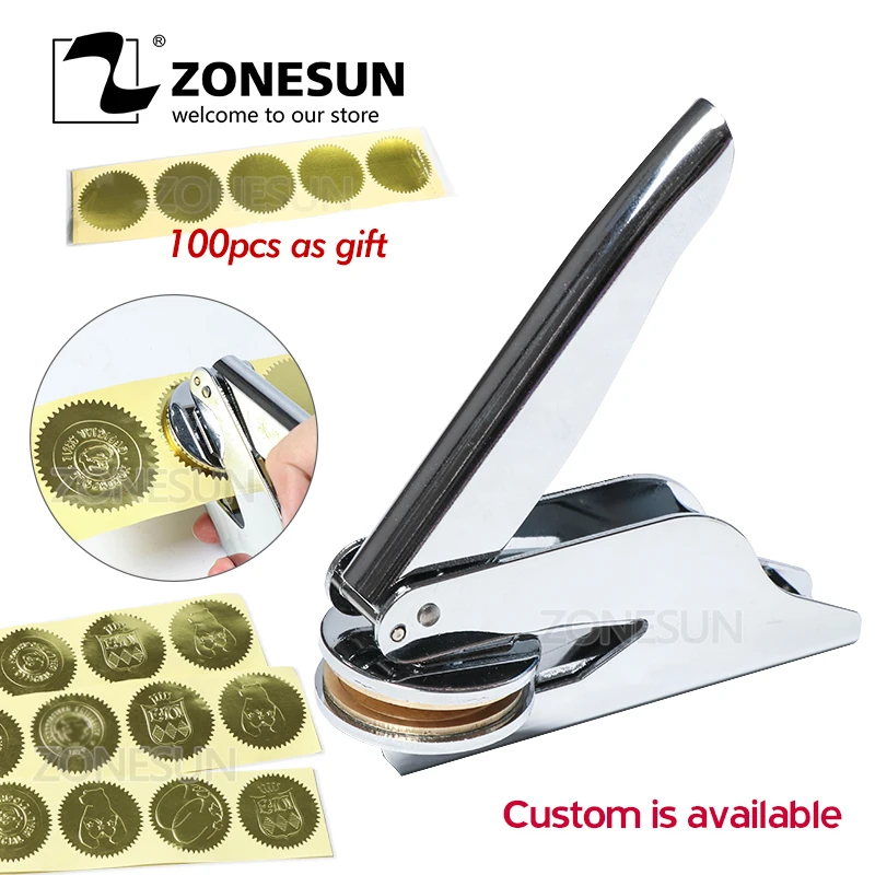 

ZONESUN Custom Embosser Stamp Persoanlized Logo Embossing Seal Address For Paper Document Envelope Embosser Wedding Invitations