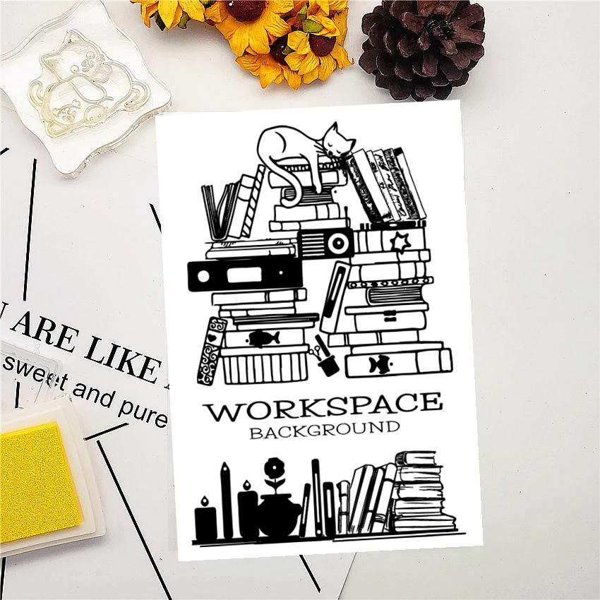 11x16CM Cat shelf Transparent Silicon Seal Clear Stamps Roller DIY Scrapbook Album Card NEW YEAR Easter | Дом и сад