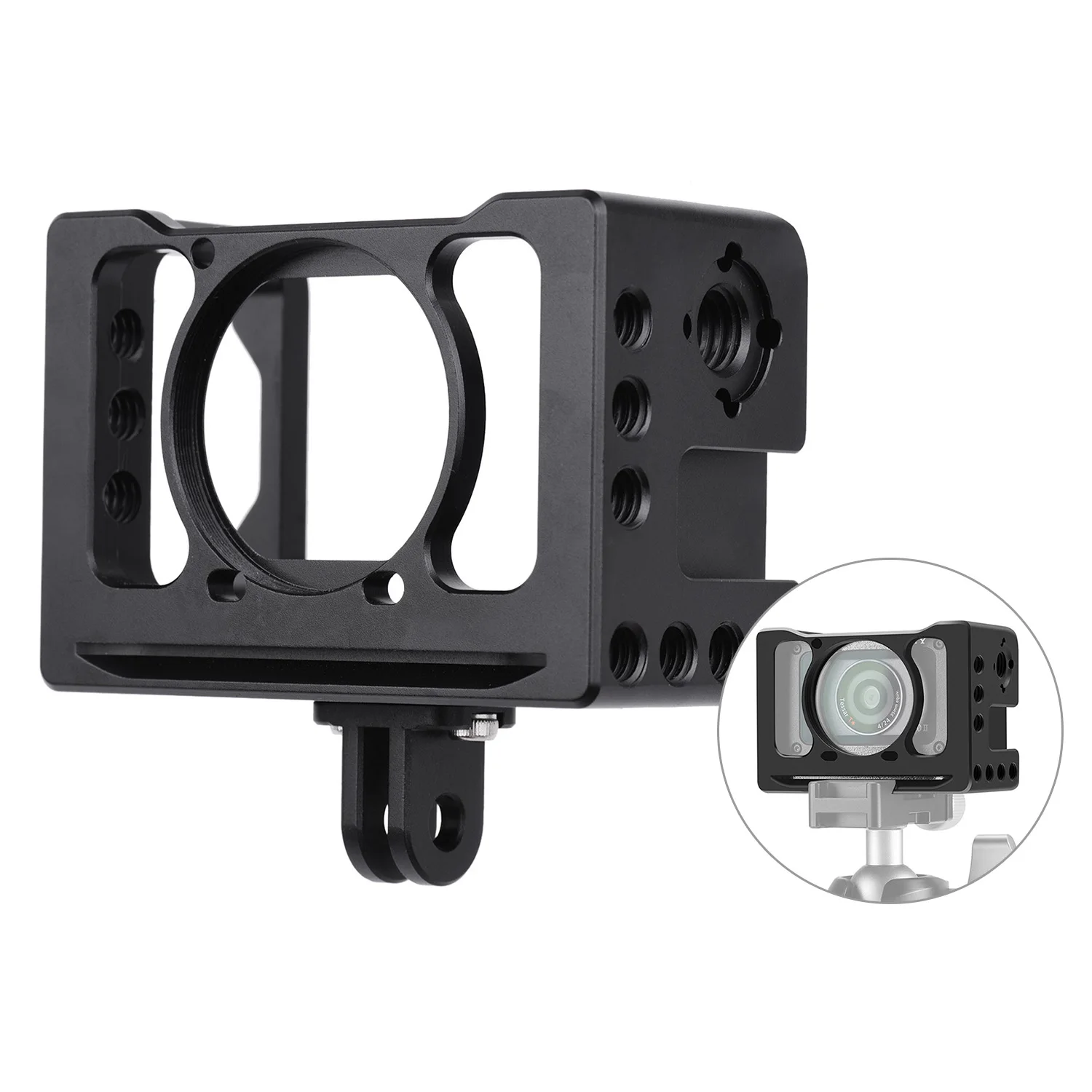 Camera Vlog Cage for Sony RX0 II Digital Camera with 1/4 3/8 Inch Screw Holes Compatible with  Microphone Tripod Fill Light