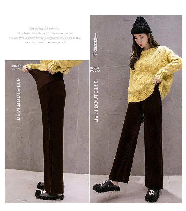 Pregnancy Abdominal Corduroy Pants Boyfriend Trousers Maternity Pants For Pregnant Women Clothes High Waist Trousers Loose Pants