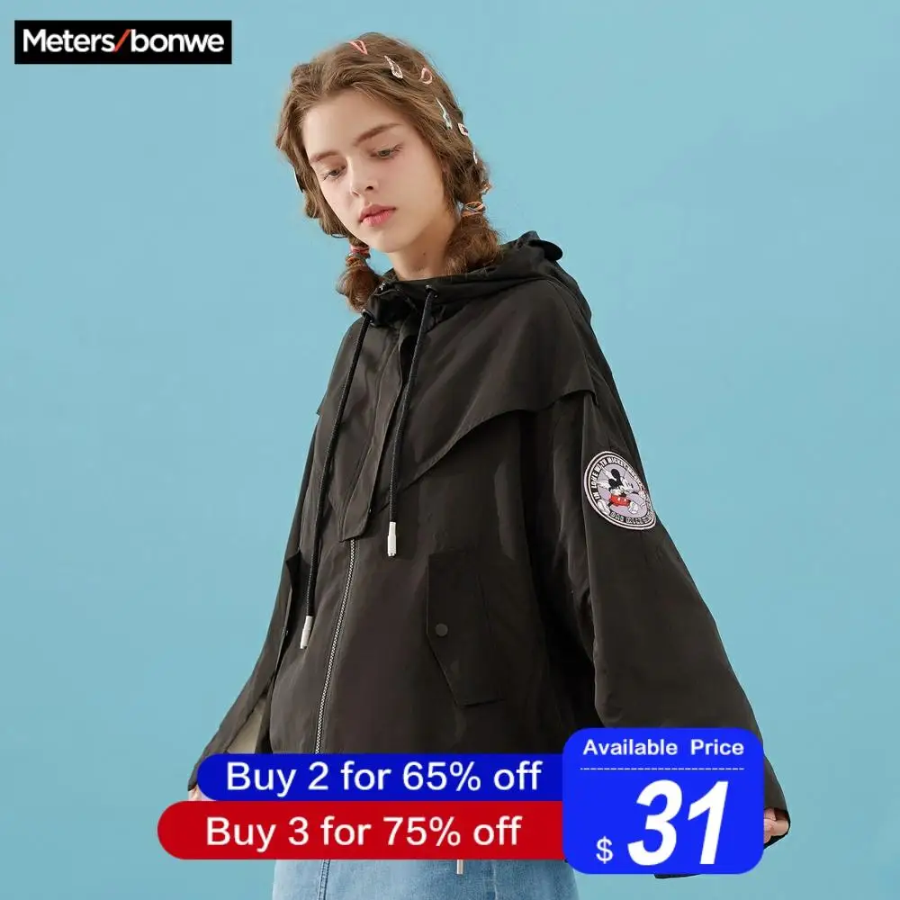 Metersbonwe X disney совместно разработанная Женская куртка с принтом Микки Мауса, новинка, весна-осень, свободный милый топ, пальто