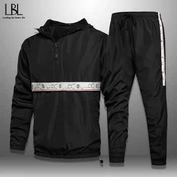 

2020 Casual Tracksuit Men Sets Hoodies And Pants Two Piece Sets Zipper Hooded Sweatshirt Outfit Sportswear Male Suit Clothing