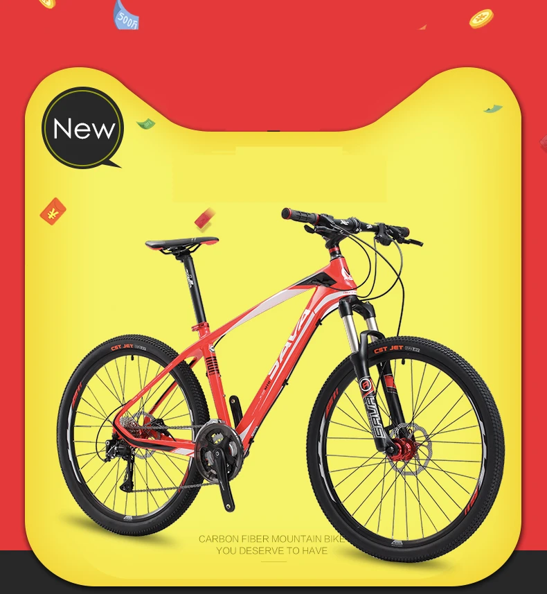 Perfect New brand Carbon fiber 27 speed 26 inch M370 Hydraulic disc brake mountain bike outdoor downhill bicycle MTB bicicletas 0