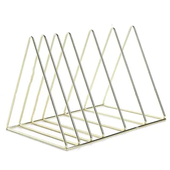 

File Holder Stand Metal Desktop Book Shelf Book Stand File Organizer azine Rack for Home Office Decoration (Gold)