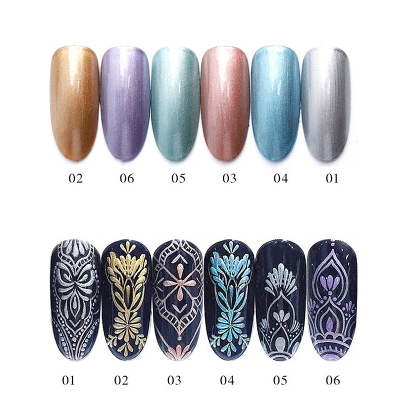 6 цветов клей краска для дизайна ногтей фототерапия Потяните линии Блестящий лак