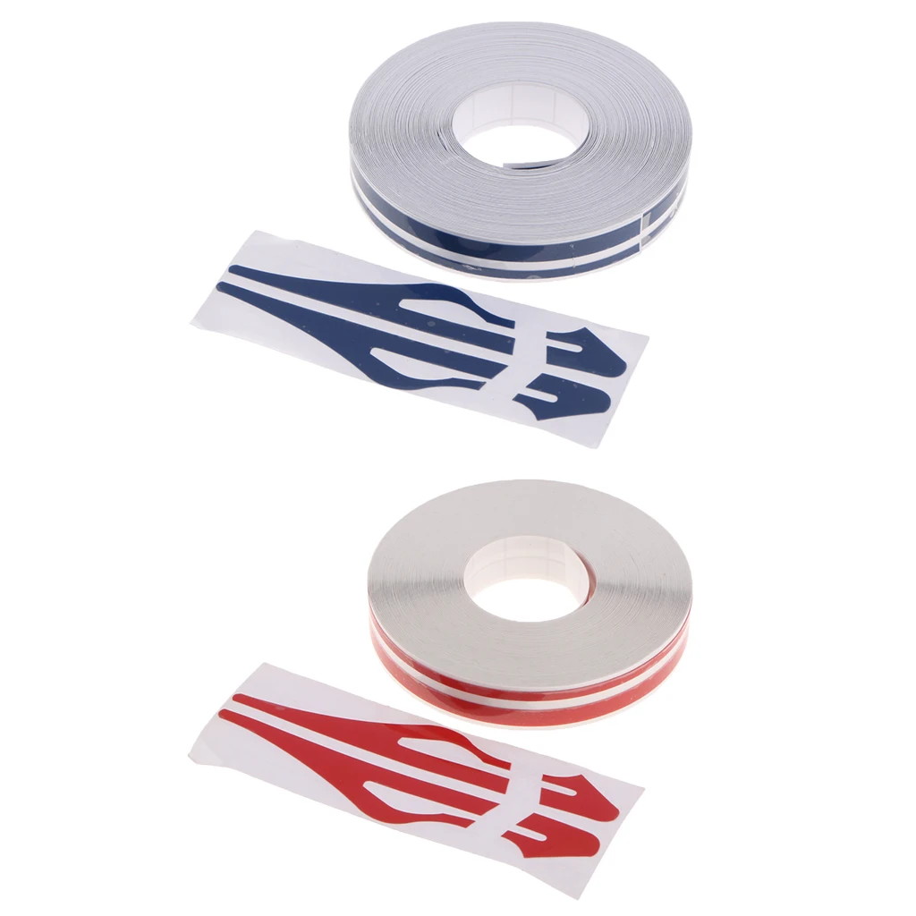 2x Brooches Stripe Tape Vinyl Decal Car Sticker Steamline Dual Line Blue+Red