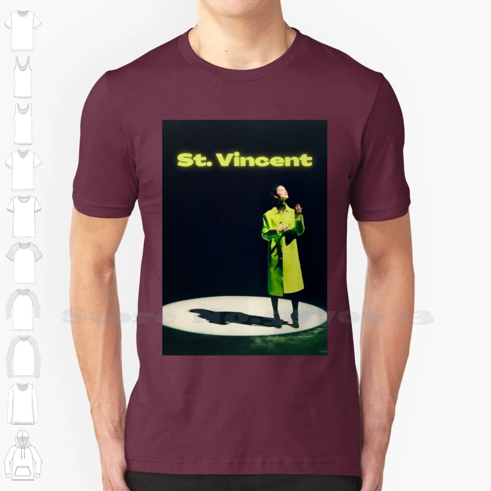 Neon Lime St. Vincent Maglietta Bianca Nera Per Uomo Donna St Vincent Saint Vincent Annie Clark Alt Alternativa Neon Lime Indie