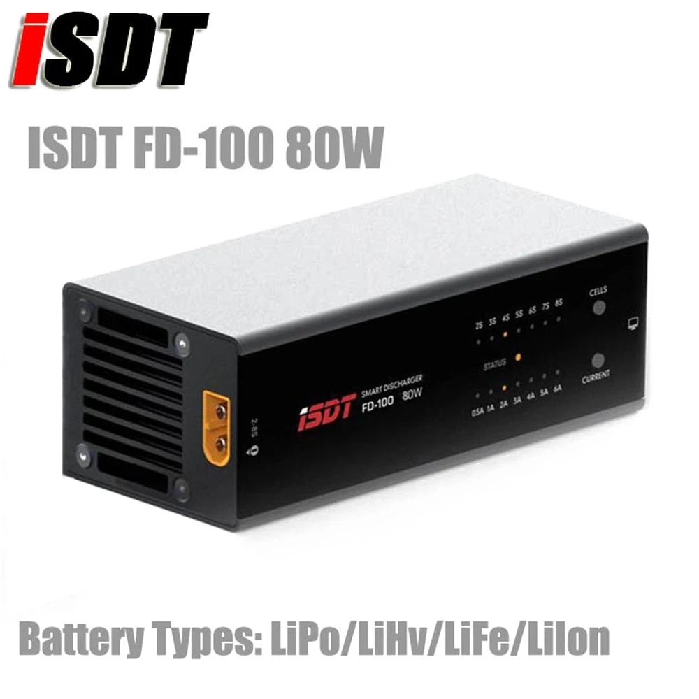 

100% Original ISDT FD-100 80W 6A Smart Control Discharger for 2S-8S Lipo Battery for RC Models User Charging XT60 Port Charger