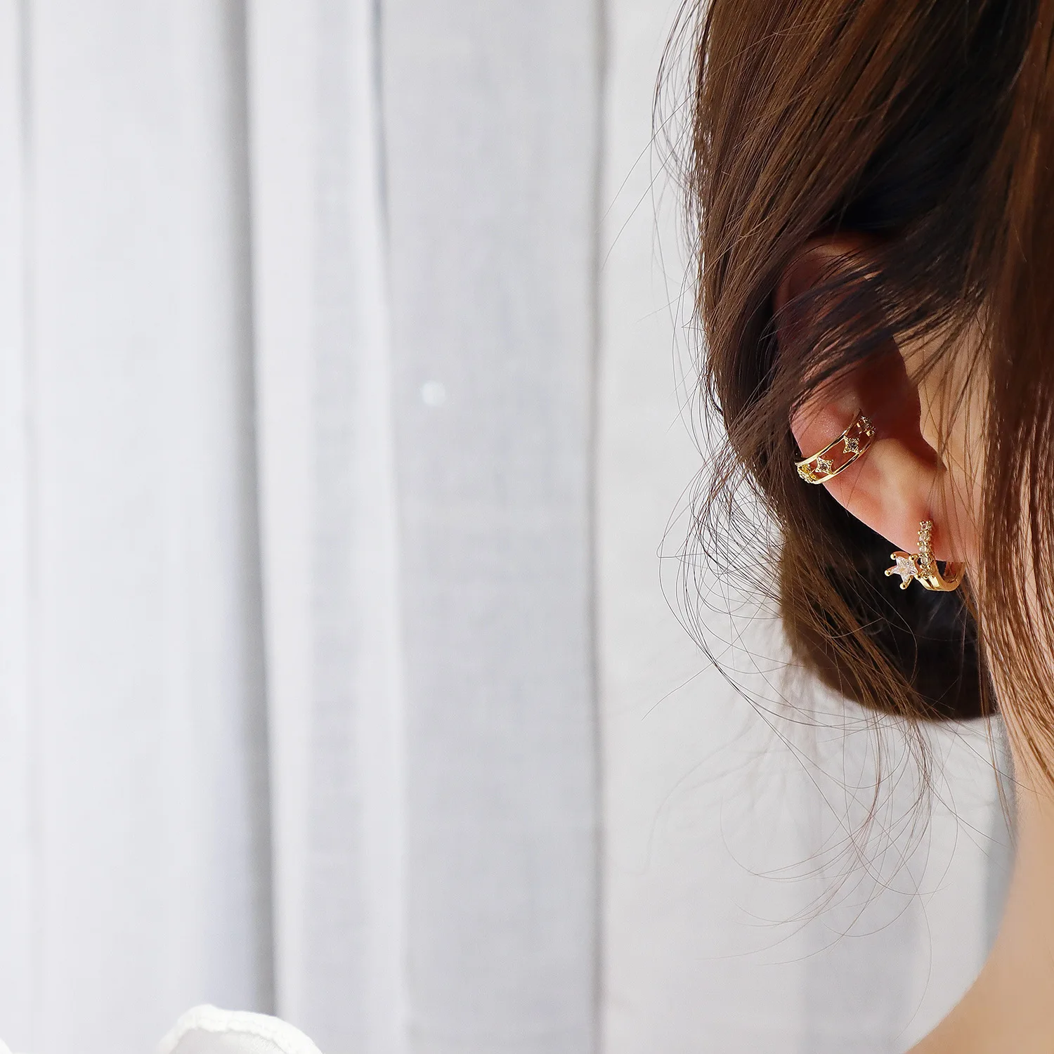 JUWANG Luxury Zircon star 14K Real Gold Plated Leave Earring Delicate Micro Inlaid Cubic Zircon CZ Stud Earrings Wedding Jewelry - Image 6