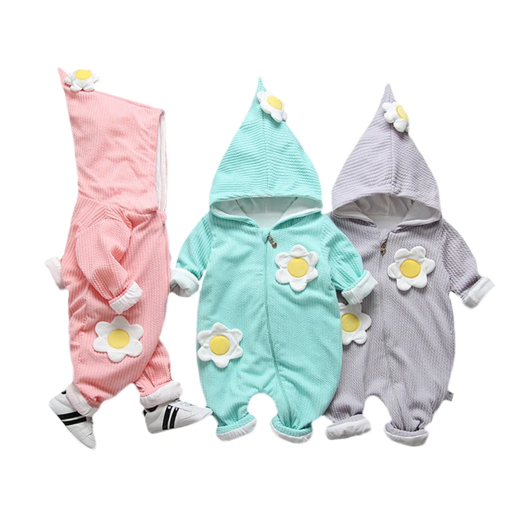 Newborn Baby Romper Boys Girls Clothes Cartoon Hooded Romper Jumpsuit Patchwork Outfits Winter Toddler Infant Baby clothing