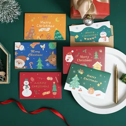 Carte de joyeux noël pour enfants, dessin animé mignon, bonhomme de neige créatif, carte de vœux, bricolage, enveloppe en papier Kraft inscriptible 