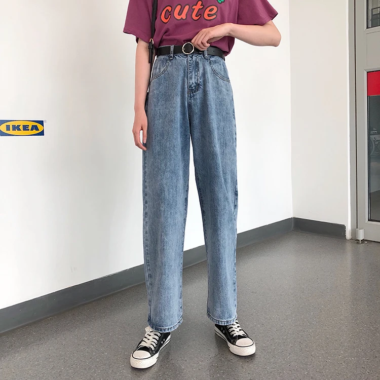 Женские джинсы, полная длина, прямые, 2XL, свободные, Boyfriend, унисекс, высокая талия, подходит ко всему, уличная одежда, для отдыха, женские штаны, винтажные, шикарные