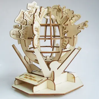 

DIY Wooden Globe Puzzle Model Kit Solar Rotating Assembly Jigsaw Toy Model Building Kits For Kids Toys Hobbies