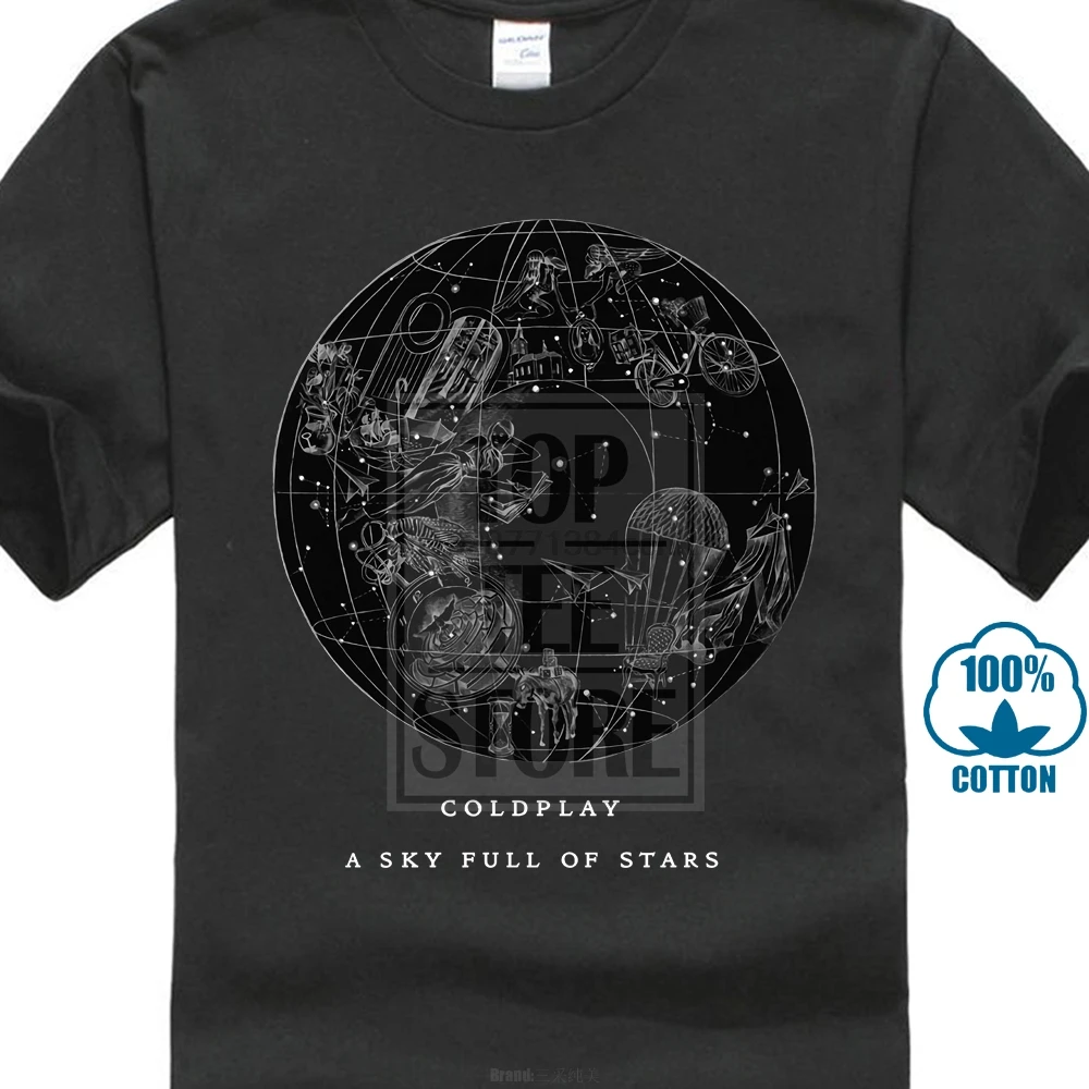 Coldplay для мужчин небо полный звезд мягкие мужские s T Slim Fit Футболка Уголь |
