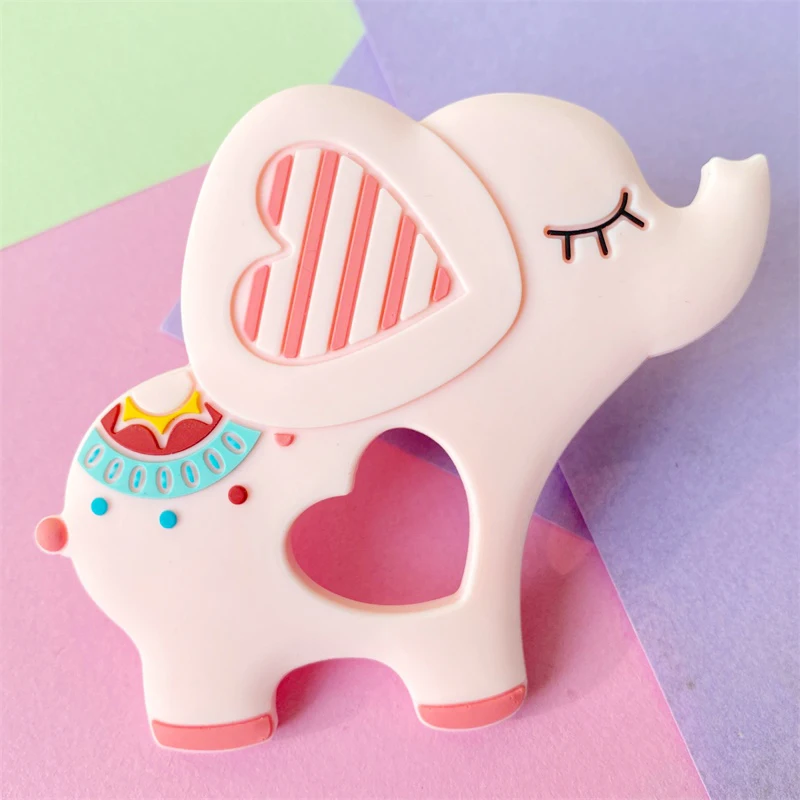 1PCS Elephant Silicone Baby Teether Cartoon Animal BPA Free beads Teething Necklace DIY Shower Food Grade Teether Chew Toy 6