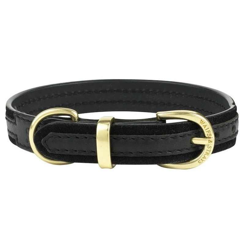 Collar combined W&ampS &quotClassic&quot (leather / suede) color: black L goods for animals Collars Harnesses Leads Dog Supplies Pet Products Home