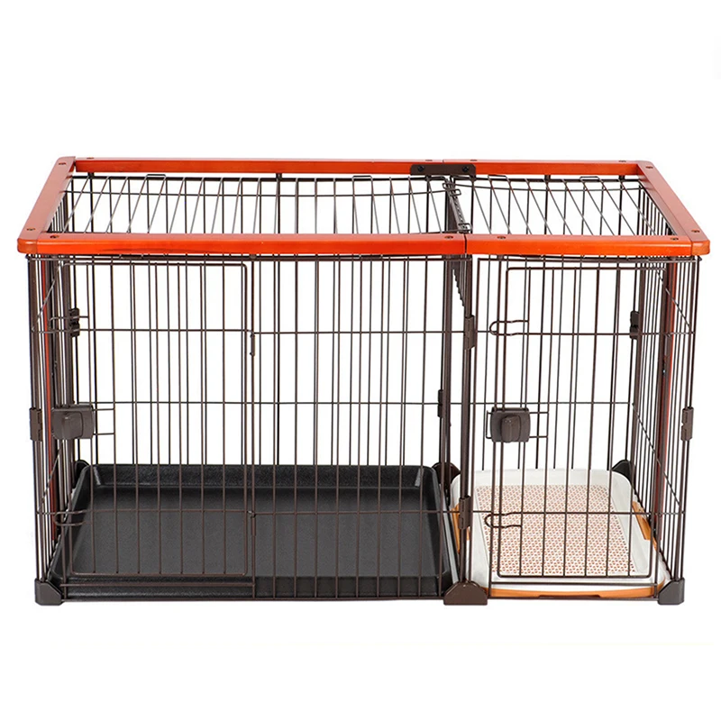 dog crate with bathroom area