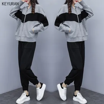 

2020 New Spring Autumn Women Sets Tracksuit Female Long Sleeve Jackets Pants Outfits Two Piece Set Sport Wear Suit Plus Size 5XL