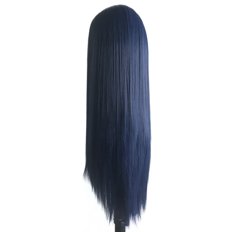 Charisma длинные шелковистые прямые волосы темно-синие парики бесклеевой синтетический парик фронта шнурка средняя часть парики шнурка для черных женщин