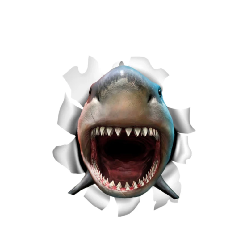 

Interesting Car Sticker Accessories 3D Open Mouth Shark Animal Decal Car Window Waterproof PVC 13cm X 11cm