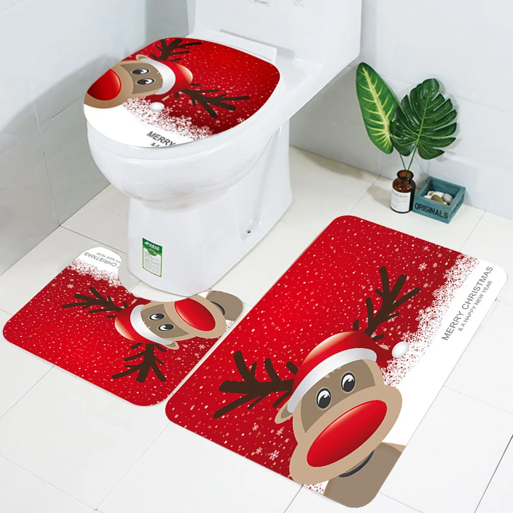 Merry Christmas Decorations Santa Claus Shower Curtain Carpet Mat Christmas Decoration for Home Xmas Party Navidad New Year