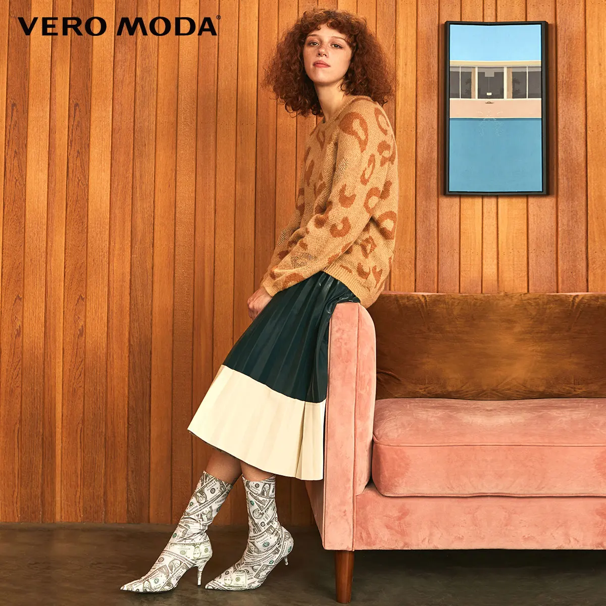 Vero Moda женский свитер свободного кроя с леопардовым принтом из овечьей шерсти | 319413514
