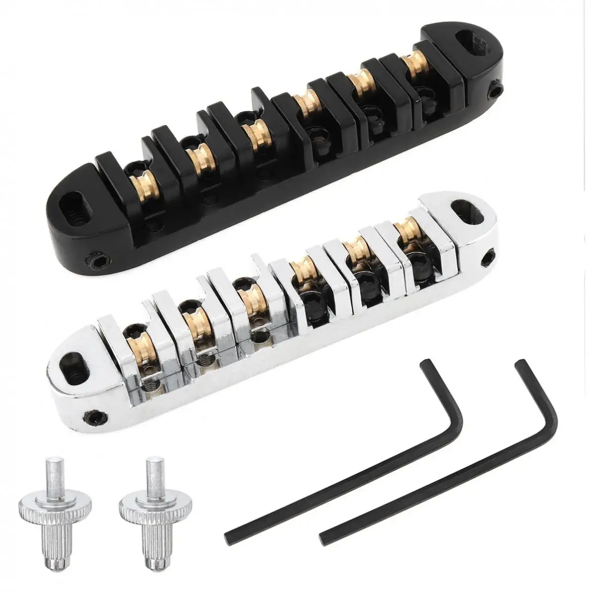 6 String Electric Guitar Tailpiece Adjustable Roller Saddle tremolo Bridge Locking Tune-O-Matic Tailpiece for Guitar Replacement