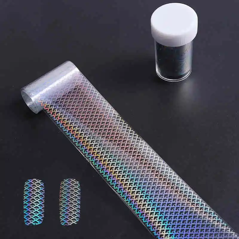 Лазерные переводные наклейки из фольги для дизайна ногтей, блестящий прозрачный цветочный узор, декоративные наклейки для ногтей 100*4 см, 1 шт - Цвет: JQ193