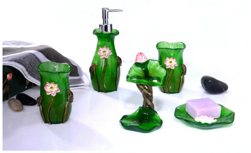 5Pcs Direct European-style garden bathroom lotus wash set creative fashion couple wash mug cup newlywed housewarming gift