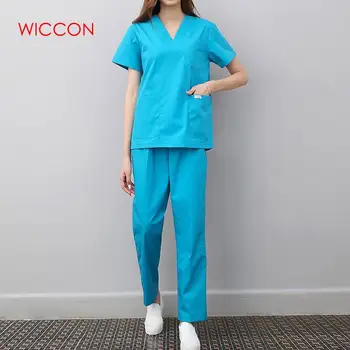 

WICCON New Fashion Medical Uniforms Nursing Scrubs Clothes Short Sleeve Coat Summer Short Sleeve Work Wear Uniform Women Medical