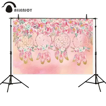 

Allenjoy Wedding Celebration Backdrops Pastel Flowers Dreamcatcher Watercolor Photocall Curtains Birthday Party Background Decor