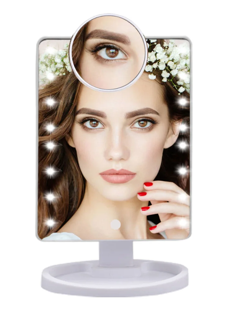 22 светодиодный светильник подсветкой зеркало для макияжа 10X увеличительное стекло туалетное Зеркало сенсорный гибкий косметический