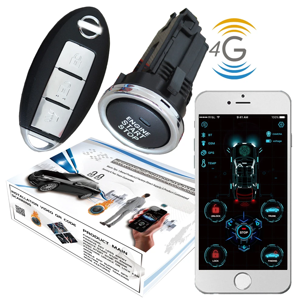 Cardot 4g gps gsm Умный двигатель Pke БЕСКЛЮЧЕВОЙ вход дистанционный стартер Автосигнализация старт стоп