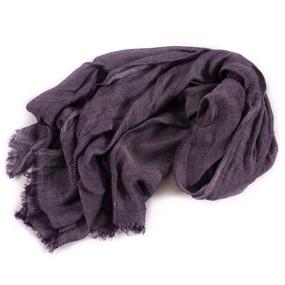 Стильный Зимний шарф унисекс из хлопка и льна, однотонные длинные женские шарфы, шаль, модный мужской шарф, новинка, японский
