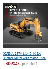 HUINA 1570 1/14 2,4G RC timber Metal Grab Wood 16ch Engineering гусеничный грузовик Игрушечная машина RTR строительная машина со световыми игрушками