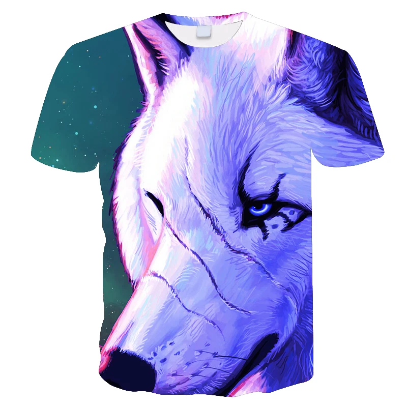 2019 men's T shirt wolf T shirt 3D print men's T shirt novelty animal