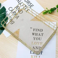 S L Size Storage Basket Golden Iron Storage Basket Multifunctional Wire Mesh Desktop Storage Organizer for Home Wicker Supplies 2